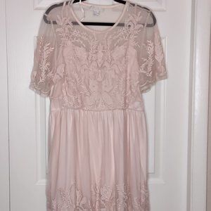 Forever 21 Pink lace overlay dress